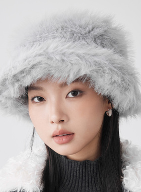 clásico长毛平顶渔夫帽休闲百搭男女秋冬护耳大头围毛绒过冬帽子