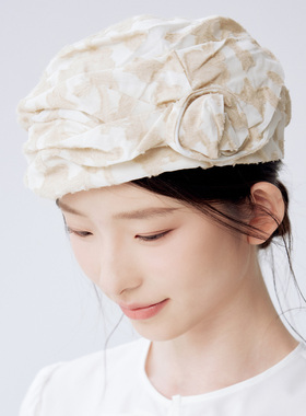 clásico暗纹肌理塔班巾贝雷帽小众花苞绳结百搭可调节帽