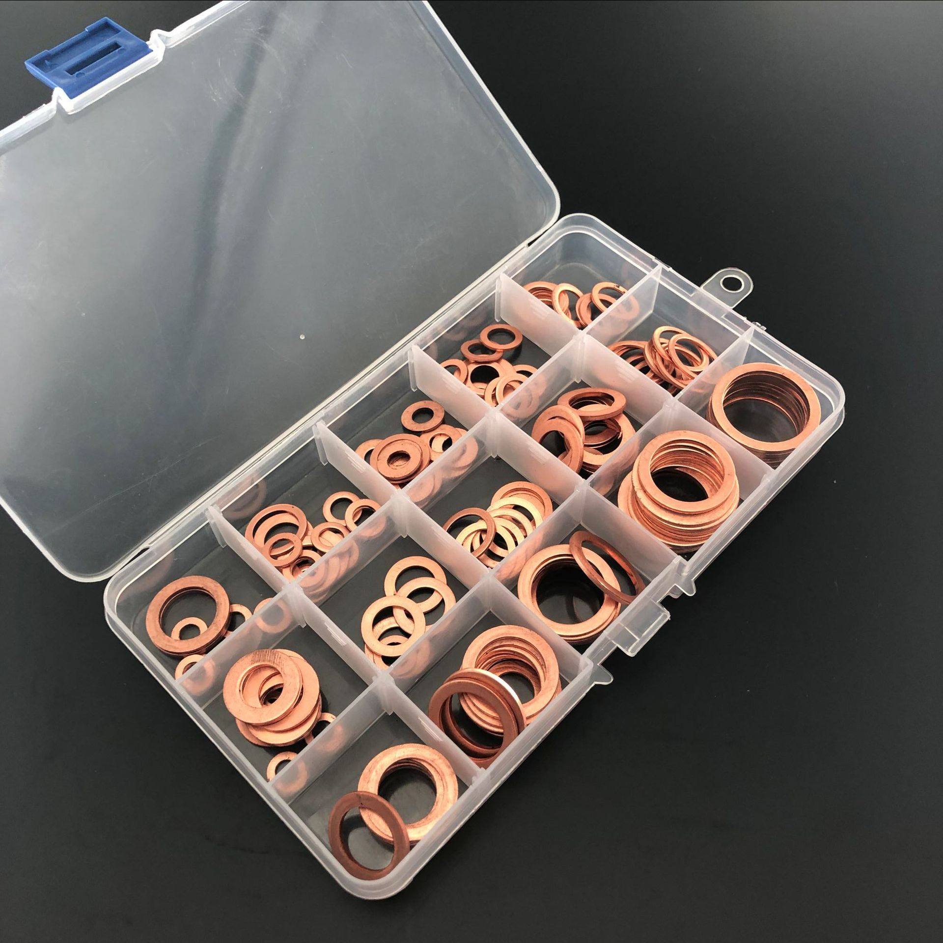 150pcs紫铜垫片盒装 堵油密封圈组合 跨境货源,橡塑材料及制品,绝缘垫片,淘宝优惠券,粉丝福利购,淘宝优惠卷