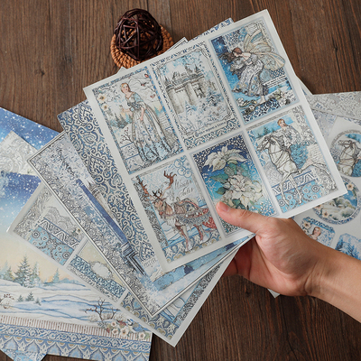 15张手帐背景Stamperia纸本 Wintertales复古ins欧美素材冬日精灵