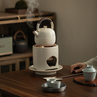 户外养生壶烤火炉碳炉煮茶器 苏打釉围炉煮茶陶壶室内家用日式