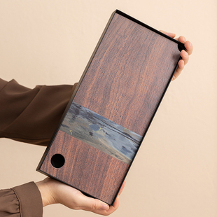 可蓄水茶盘整版国风铁艺木质家用客厅送礼户外干湿两用便携小茶台