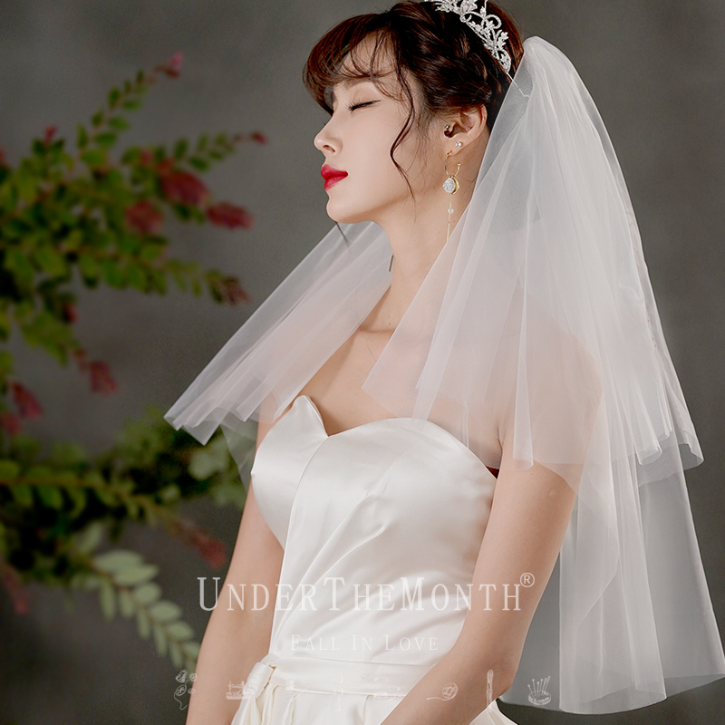 新纱新娘登记森系网红浅香槟头纱