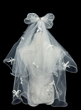 新娘头纱公主蝴蝶结超仙森系头纱领证登记拍照道具2014秋冬新品