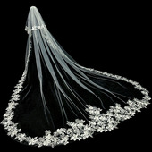 新娘结婚主婚纱头纱超仙森系韩式 大拖尾头纱蕾丝花边头纱头饰 长款