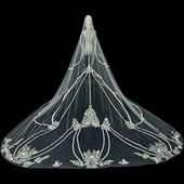 新娘结婚主婚纱头纱重工奢华珠绣高级感蕾丝头纱婚礼长款 拖尾头纱