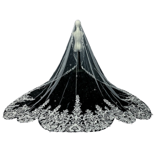 新娘结婚主婚纱头纱超仙森系闪闪星空细闪头纱长款蕾丝拖尾头纱