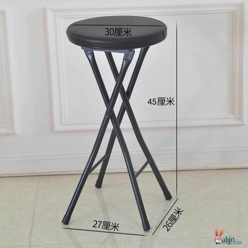 折叠凳子便携式圆凳简约家用餐桌椅吧台凳 加高黑色