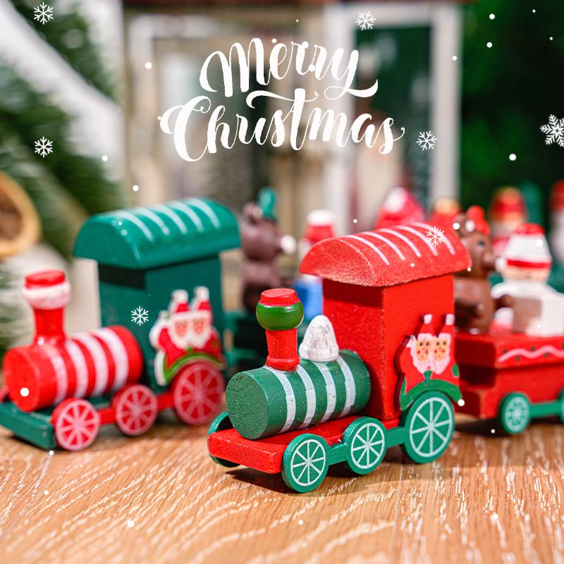 圣诞节饰品装饰场景布置圣诞小火车木质儿童礼物小礼品创意摆件
