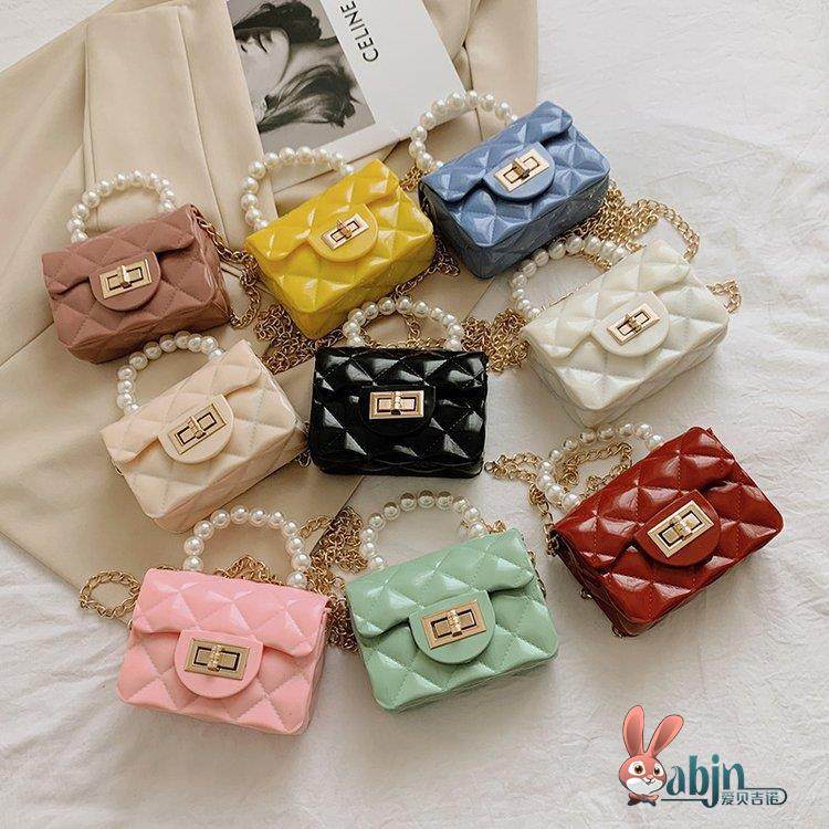 女童零钱包包洋气韩国简约儿童包包单肩斜挎包时尚公主珍珠手提小