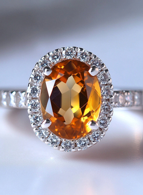 925银天然黄水晶戒指2克拉设计时尚百搭高端大气质感十足