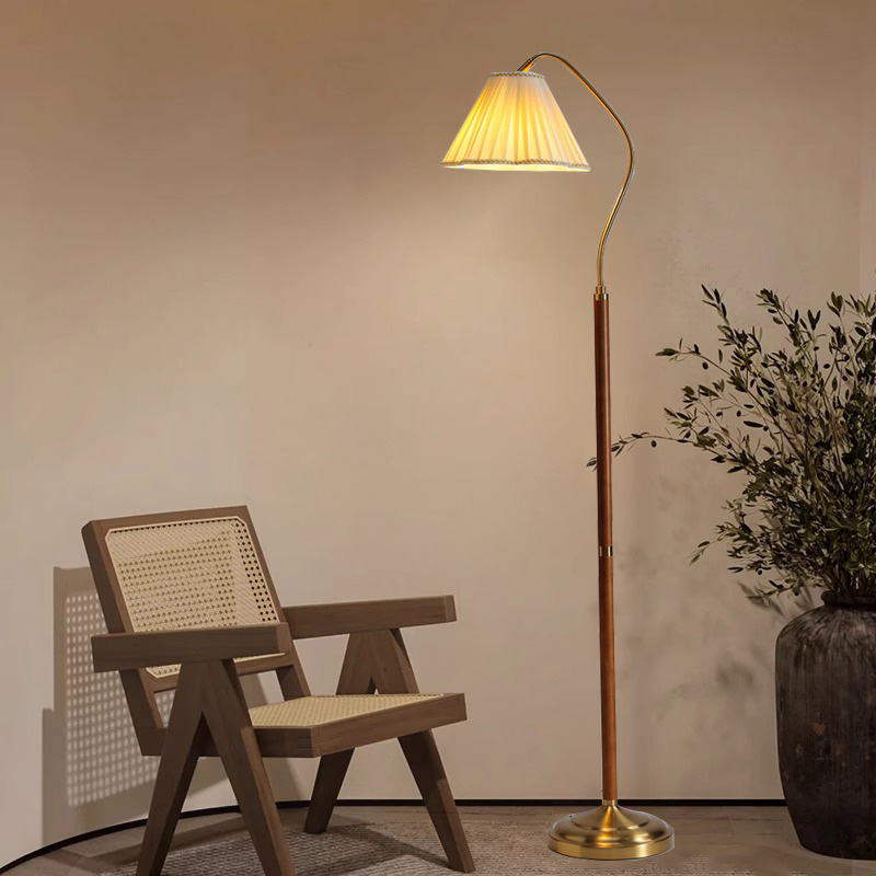 中古vintage美式胡桃木纹落地灯