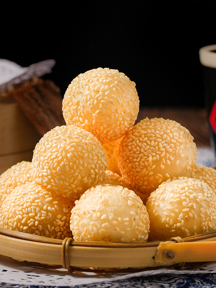 三全芝麻球5袋豆沙馅糯米小麻球油炸食品速冻半成品麻团早餐小吃