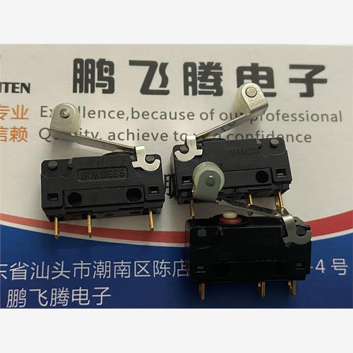 瑞士BURGESS思博V4NCS微动开关3脚 带滚轮摆杆行程限位按压开关