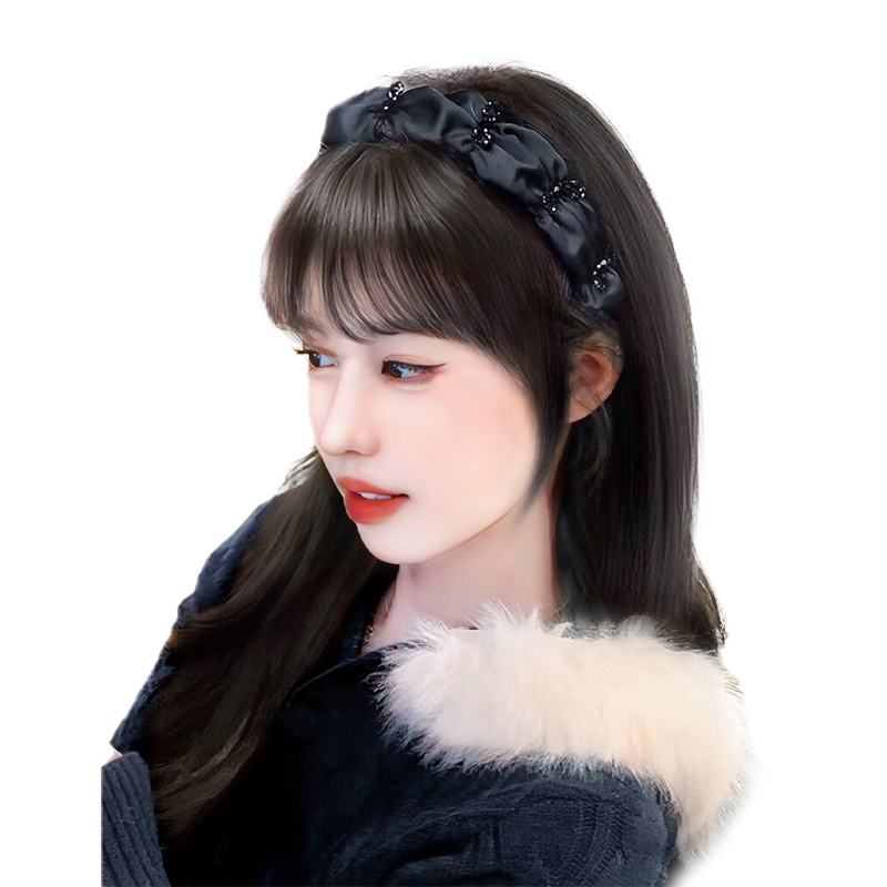 lsn洛丝娜水晶修颜发箍真人发丝