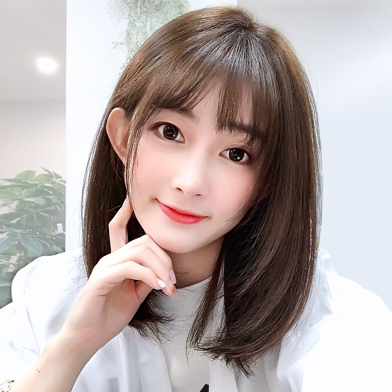 假发女长发自然全头套式圆脸发型网红仿真发修脸中长锁骨发假发套