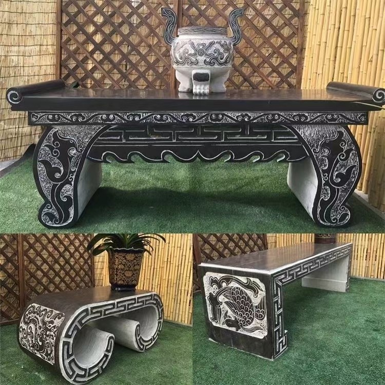 石雕供桌青石条案大理石定制祠堂佛台寺庙墓前石供桌祭祀摆件中式