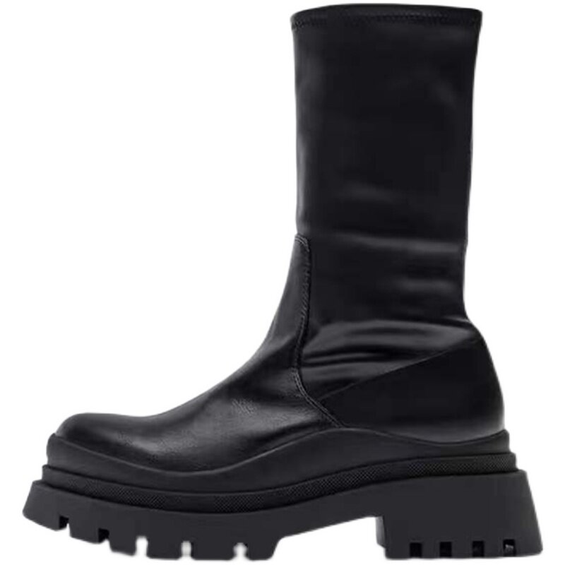 DARK TEMPERAMENT MARTIN BOOTS WOMENS 2024 NEW EUROPEAN AND AMERICAN BLOCK HEEL THICKNESS CHELSEA BOOTS ARE FASHIONABLE AND VERSATILE SKINNY BOOTS