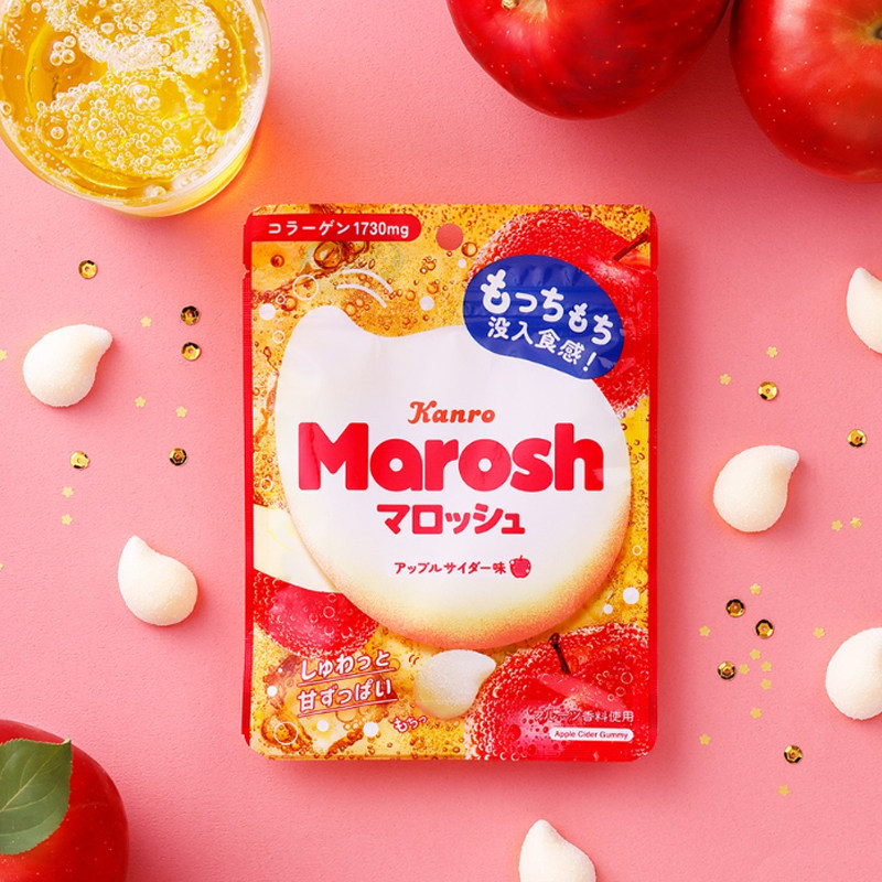日本进口Kanro甘乐新口感果汁棉花糖软糖50g苹果柠檬葡萄糖果零食