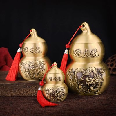 铜龙浮雕避龙摆件家房在北乾面黄避火火瓶居厨西角位桌摆件