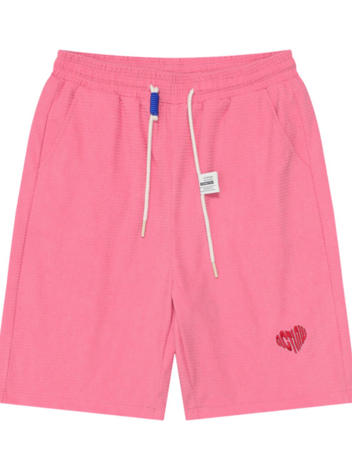 LOVE EMBROIDERY ROSE PINK SPORTS SHORTS WOMENS INS COOL SUMMER LOOSE AND THIN FIVE-POINT PANTS WAFFLE PANTS