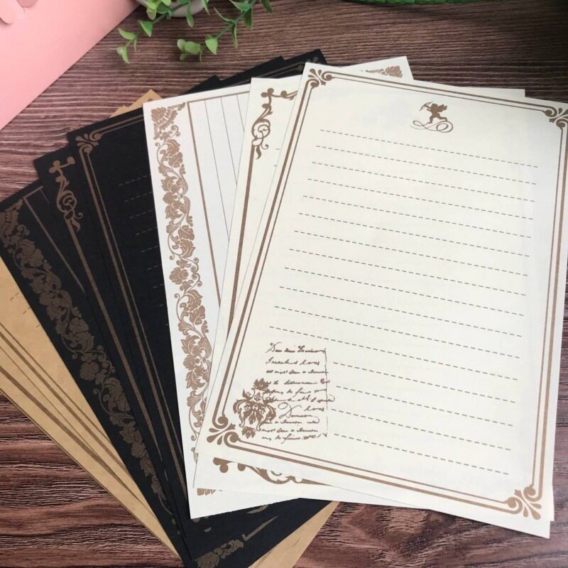 ins风日系白纸质感学生用高级烫金信纸信封送男友文艺作文纸稿纸信纸