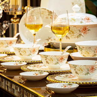 绀壶碗2025新款 家用景德镇陶瓷餐具套组轻奢高档骨瓷乔迁新婚送礼