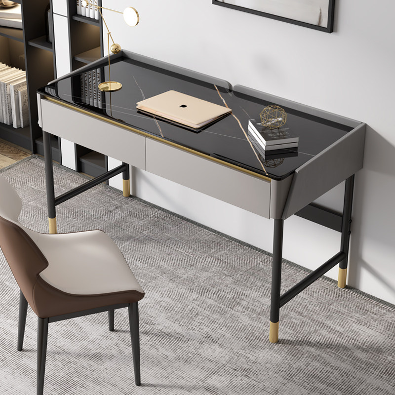 意式岩板电脑桌台式小户型家用卧室学习桌书桌现代简约轻奢办公桌