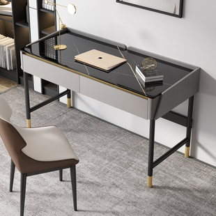 意式岩板电脑桌台式小户型家用卧室学习桌书桌现代简约轻奢办公桌