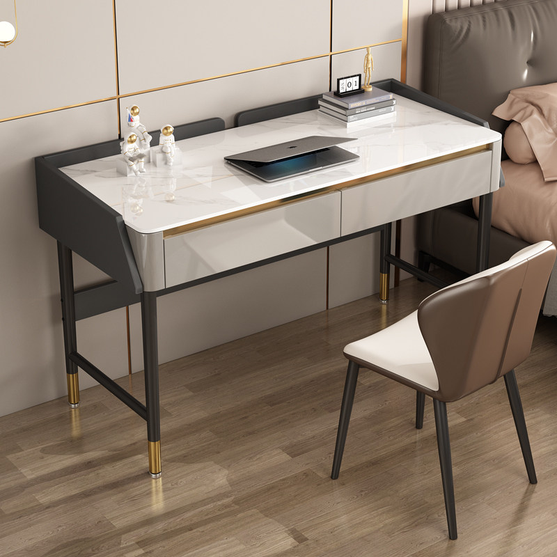 岩板书桌轻奢现代意式极简电脑桌学生家用学习桌子女生卧室床边桌,住宅家具,电脑桌,淘宝优惠券,粉丝福利购,淘宝优惠卷