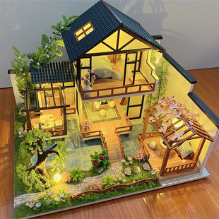 中國(guó)風(fēng)diy小屋竹溪水苑手工別墅房子拼裝 模型創(chuàng)意生日禮物女朋友
