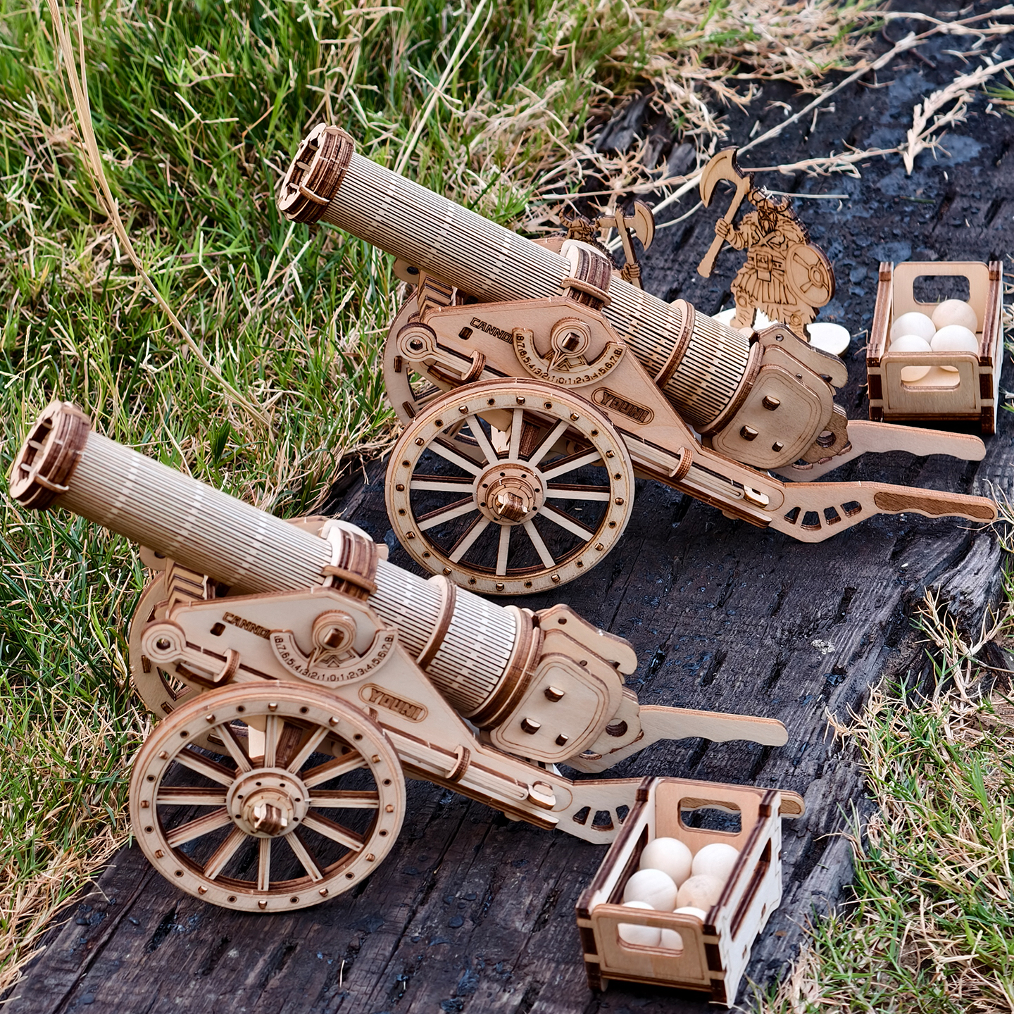 大炮木质拼装模型diy榫卯结构