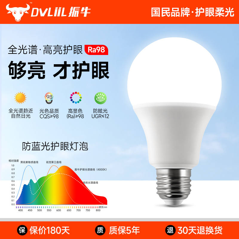 振牛110V全光谱护眼led节能灯泡