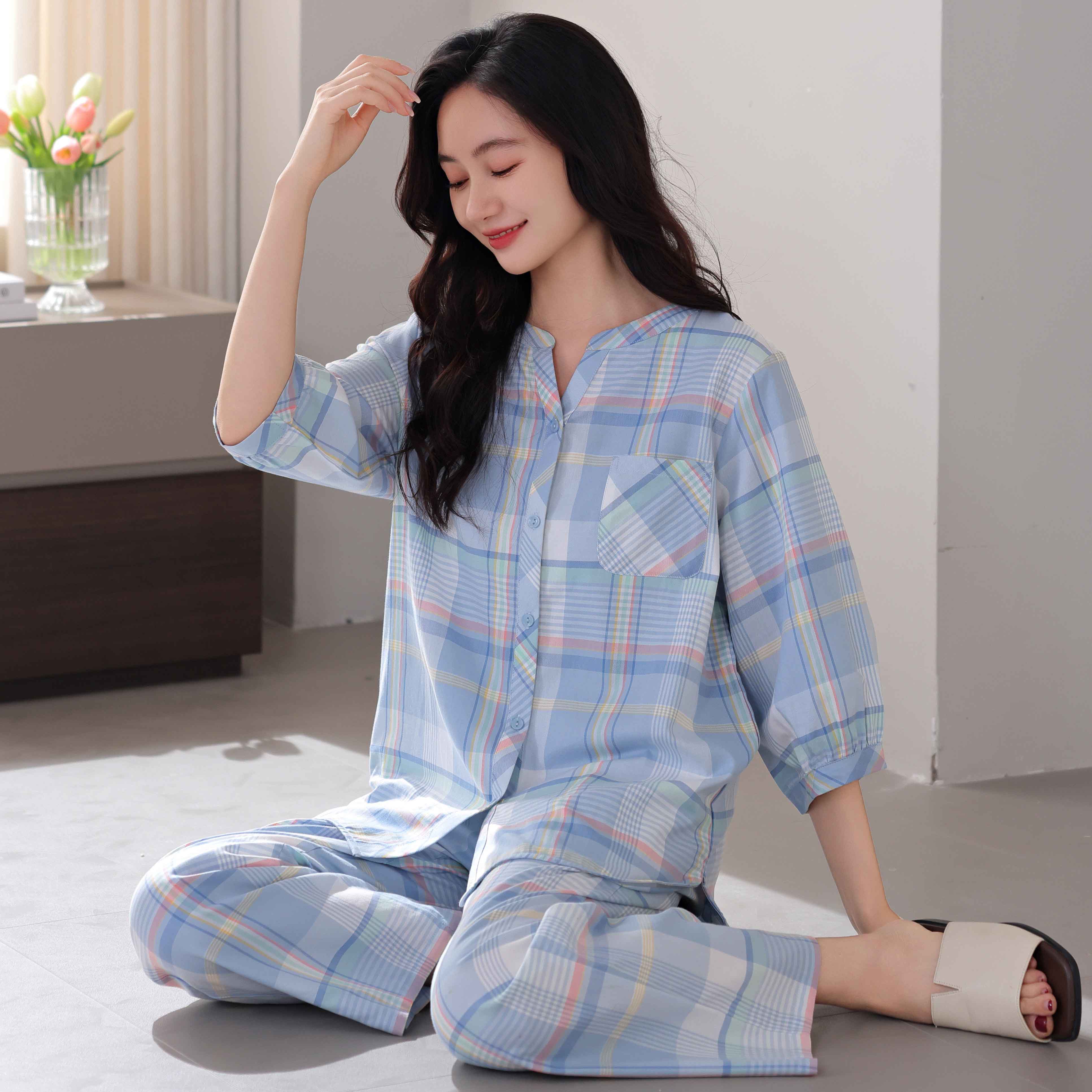 长裤全棉两件套装大码春夏家居服