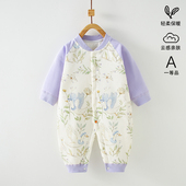 婴儿连体衣春秋40克薄棉新生儿衣服宝宝对扣哈衣爬服睡衣A类外出