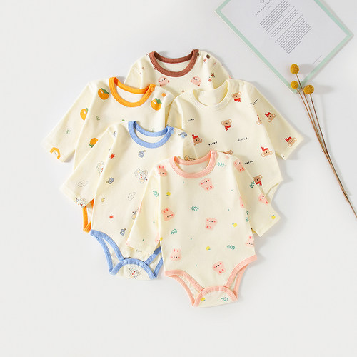 宝宝纯棉连体衣婴儿长袖包屁衣