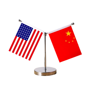 车载中国美国旗摆件汽车用小红旗国旗五星党旗高档办公桌车内中控台装饰用品创意摆件