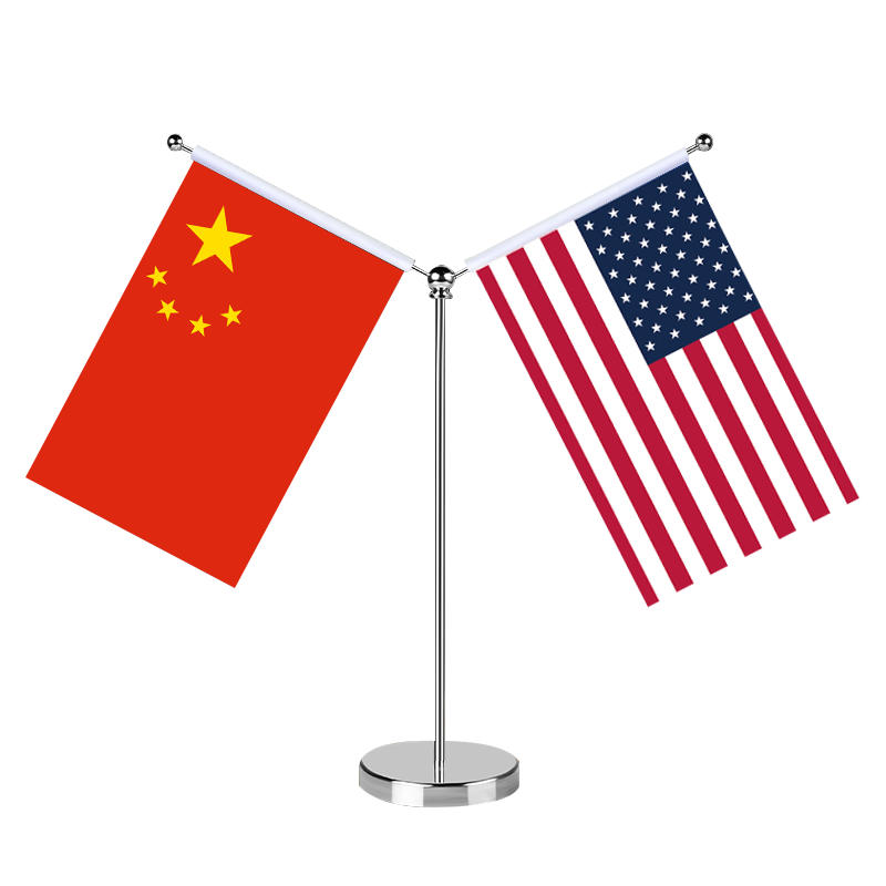 美国中国国旗摆件办公室高档水晶桌旗会议室谈判旗各国国旗外国旗桌面不锈钢旗座旗架室内台旗公司小旗帜定制