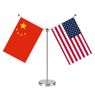 美国中国国旗摆件办公室高档水晶桌旗会议室谈判旗各国国旗外国旗桌面不锈钢旗座旗架室内台旗公司小旗帜定制