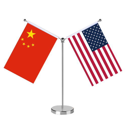 美国中国国旗摆件办公室高档水晶桌旗会议室谈判旗各国国旗外国旗桌面不锈钢旗座旗架室内台旗公司小旗帜定制