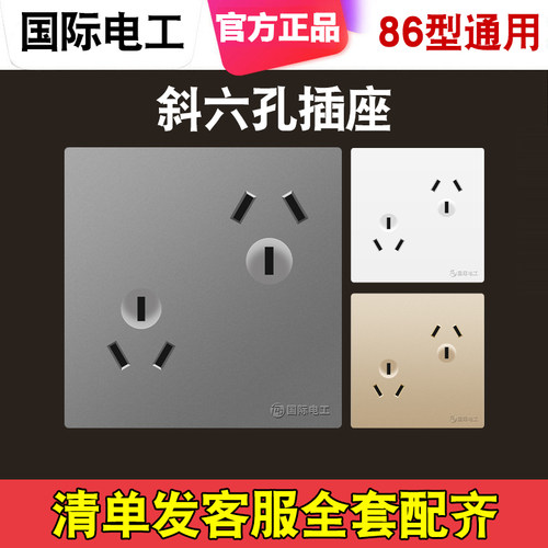 国际电工10A86型双三孔墙壁暗装