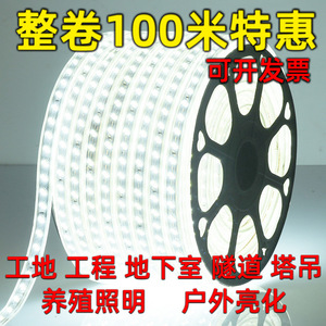 led软灯带条客厅220V三色变光室外防水硅胶工地隧道24v塔吊36白光