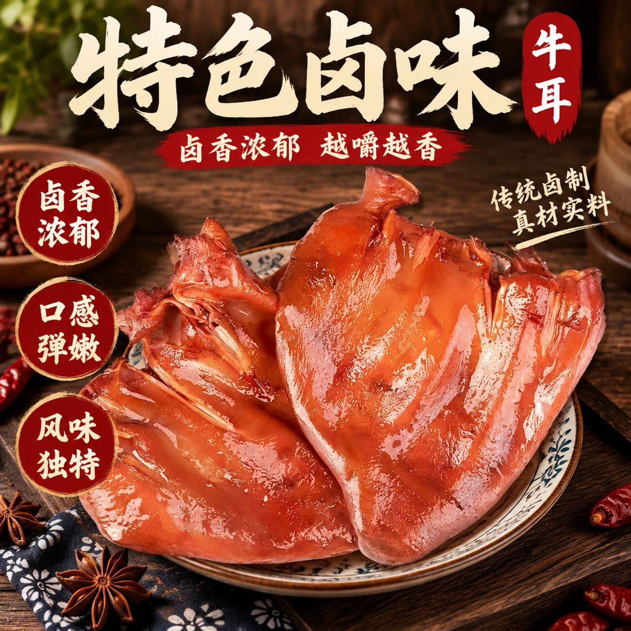 五香整块牛耳朵正宗卤味熟食酱香浓郁开袋即食冷切拼盘聚餐下酒菜