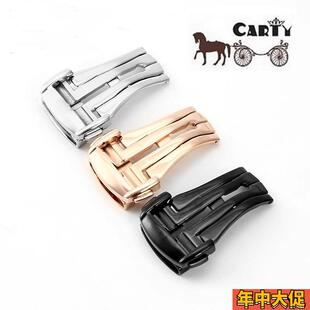 适配原装欧米茄表扣蝶飞海马超霸双按蝴蝶扣真皮表带配件精钢折叠