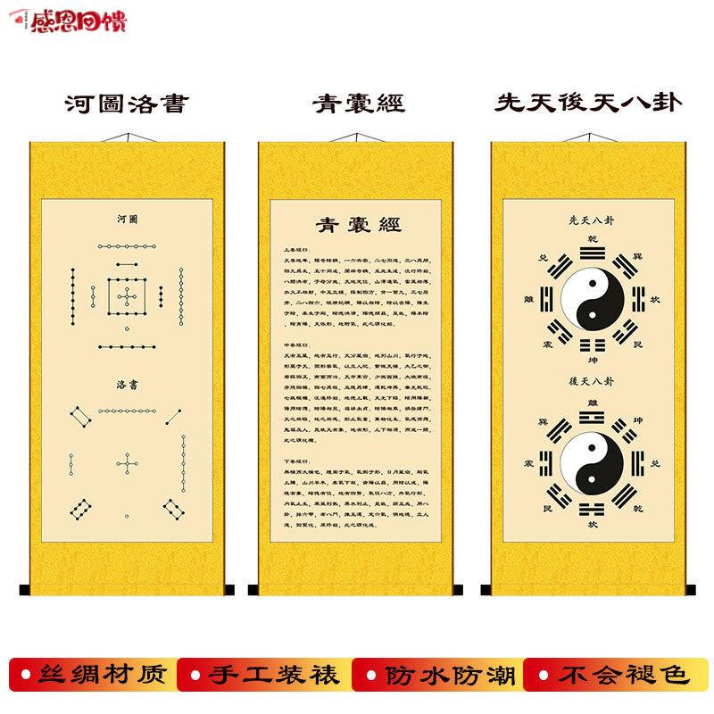 青囊经风水知识挂v画先天后天八卦河图洛书新中式玄关客厅装饰包