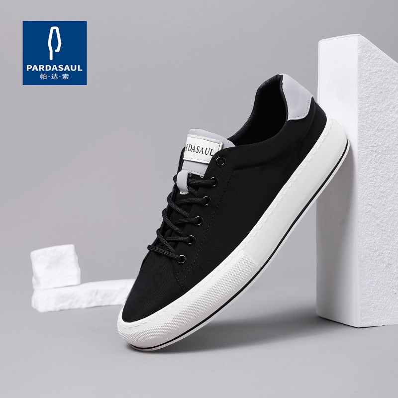 帕达索新款男士布鞋时尚百搭板鞋透气休闲帆布鞋系带平底鞋200311