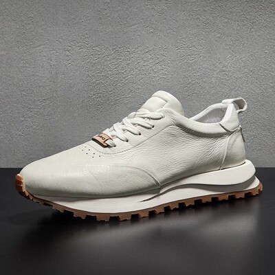 帕达索男鞋2026秋休闲运动鞋男士跑步鞋潮流板鞋真皮小白鞋220837