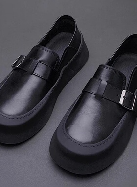 帕达索懒人两穿单鞋厚底增高休闲男士小众板鞋一脚蹬乐福鞋250628