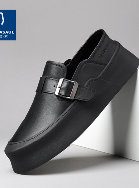 帕达索一脚蹬乐福鞋男士小众懒人两穿单鞋厚底增高休闲板鞋250628