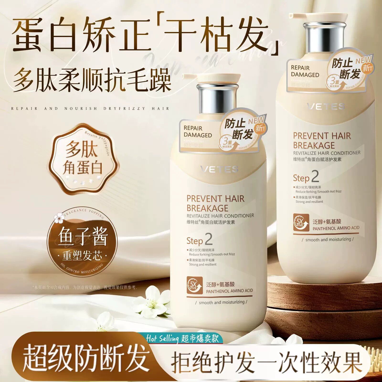 维特丝角蛋白护发素烫染修护受损发质保湿柔顺改善毛躁防断发膜女